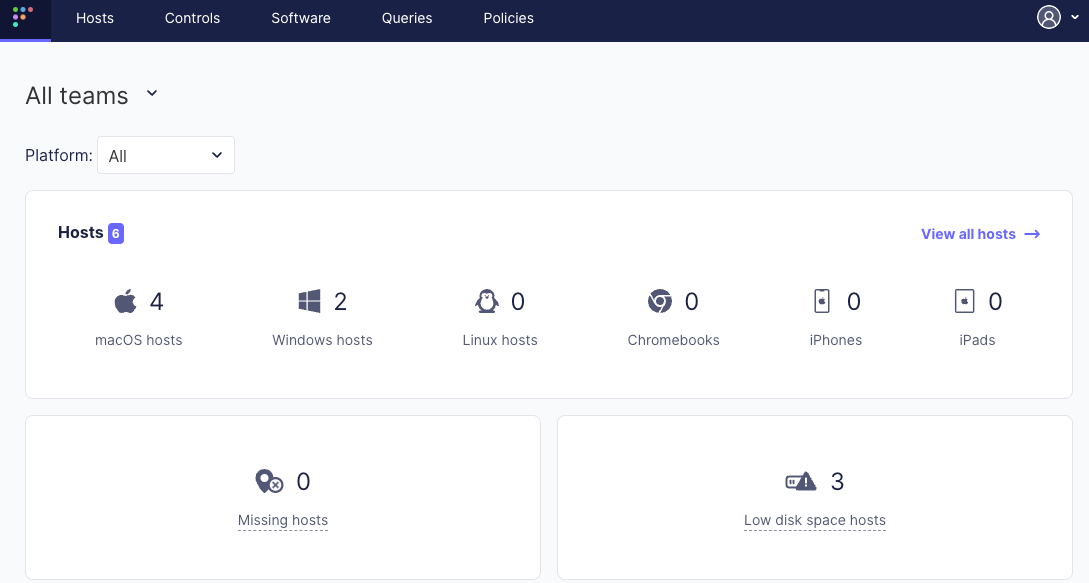 The FleetDM dashboard and management web console