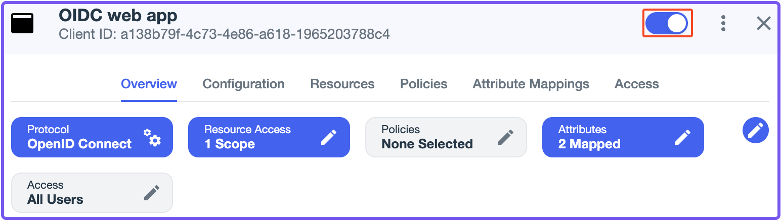 Enable the OIDC web app in the Ping console